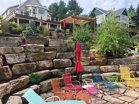 Boulder Retaining Walls & Terraces with Gardens